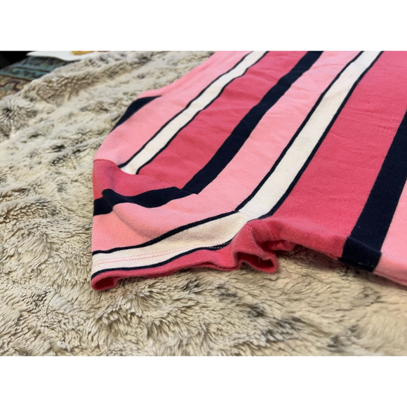 Vintage Tommy Hilfiger Y2K Striped V-Neck T-Shirt Womens Size M Pink Navy EUC - Picture 12 of 14